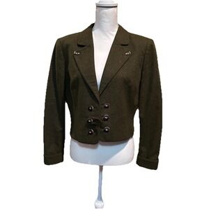Resi‎ Hammerer Women's Green wool  Blazer Jacket Size Small Cropped Vintage